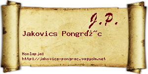 Jakovics Pongrác névjegykártya